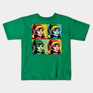 Elf Woman In Pop Art Style - Christmas Elf Kids T-Shirt